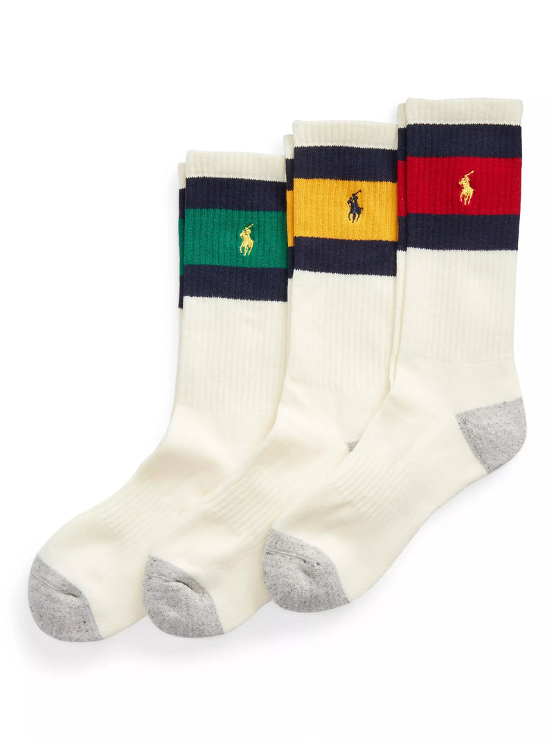 Polo Ralph Lauren striped cuff socks pack of 3 - British product