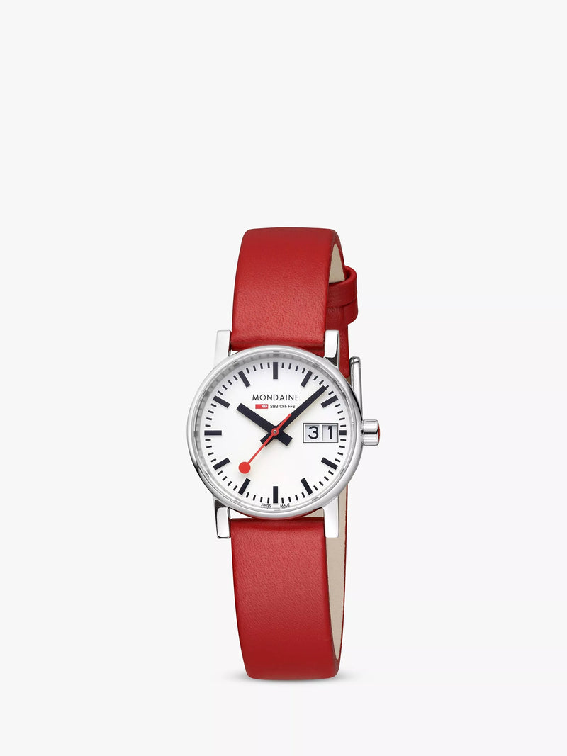 Mondaine Evo 2 30mm Datum Uhr mit veganem Lederarmband
