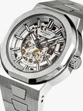Rotary Regent automatic skeleton dial watch silver (British brand)