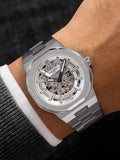 Rotary Regent automatic skeleton dial watch silver (British brand)