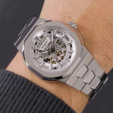 Rotary Regent automatic skeleton dial watch silver (British brand)