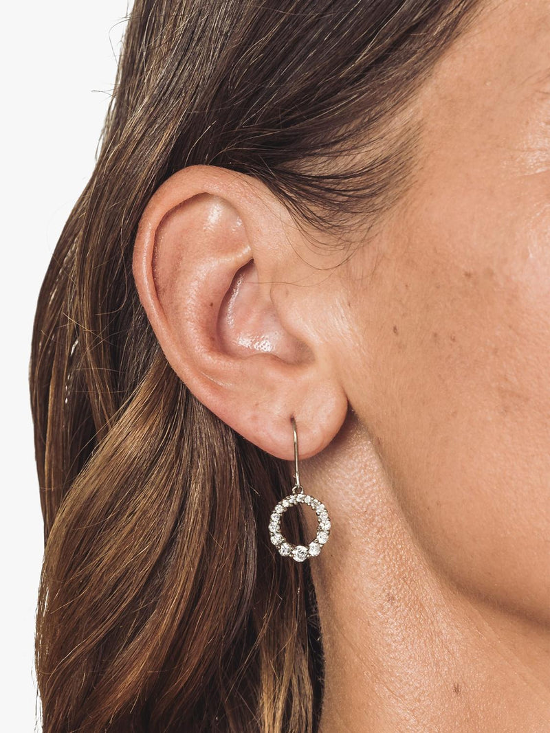 Eclectica pre-loved Circle of Life cubic zirconia drop earrings, imported from the UK