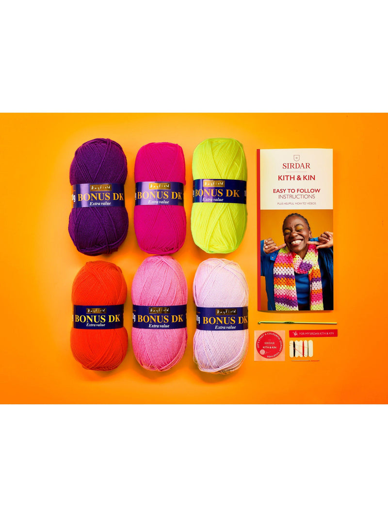 Sirdar Good Granny Scarf crochet kit, imported from the UK