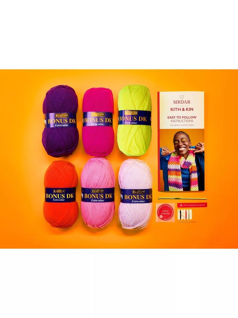 Sirdar Good Granny Scarf crochet kit, imported from the UK