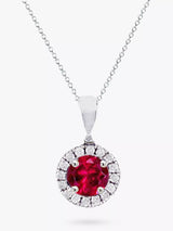 John Lewis E.W Adams 18ct White Gold Ruby & Diamond Cluster Pendant Necklace 16-18in- Buy online at McGrocer