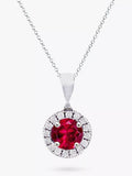 E.W Adams ruby and diamond cluster pendant necklace 16-18in, imported from the UK