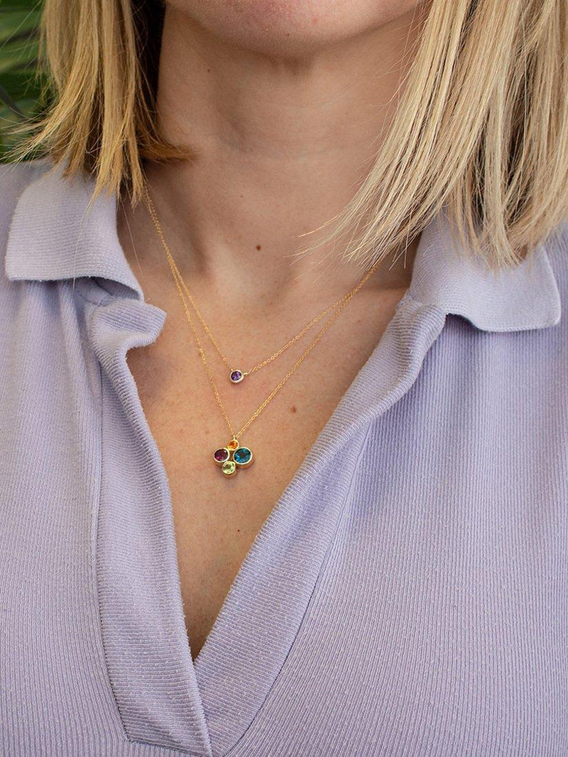 E.W Adams Four Stone Pendant Necklace gold, imported from the UK