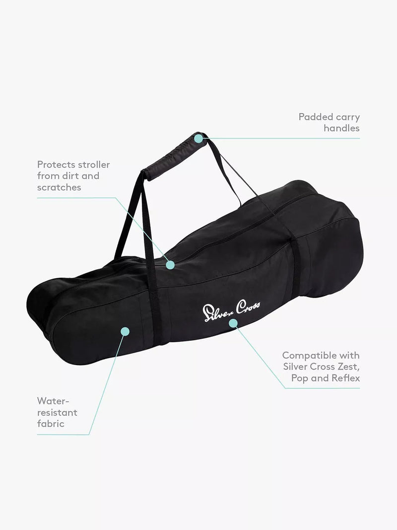Silver Cross black stroller bag (British brand)