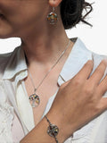 Be-Jewelled amber round tree pendant necklace sterling silver - British product