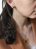 Be-Jewelled amber sun pendant necklace gold cognac - British product