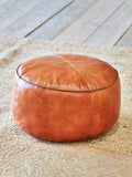 nkuku Nadu leather pouffe tan 65cm, UK version