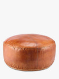 nkuku Nadu leather pouffe tan 65cm, UK version