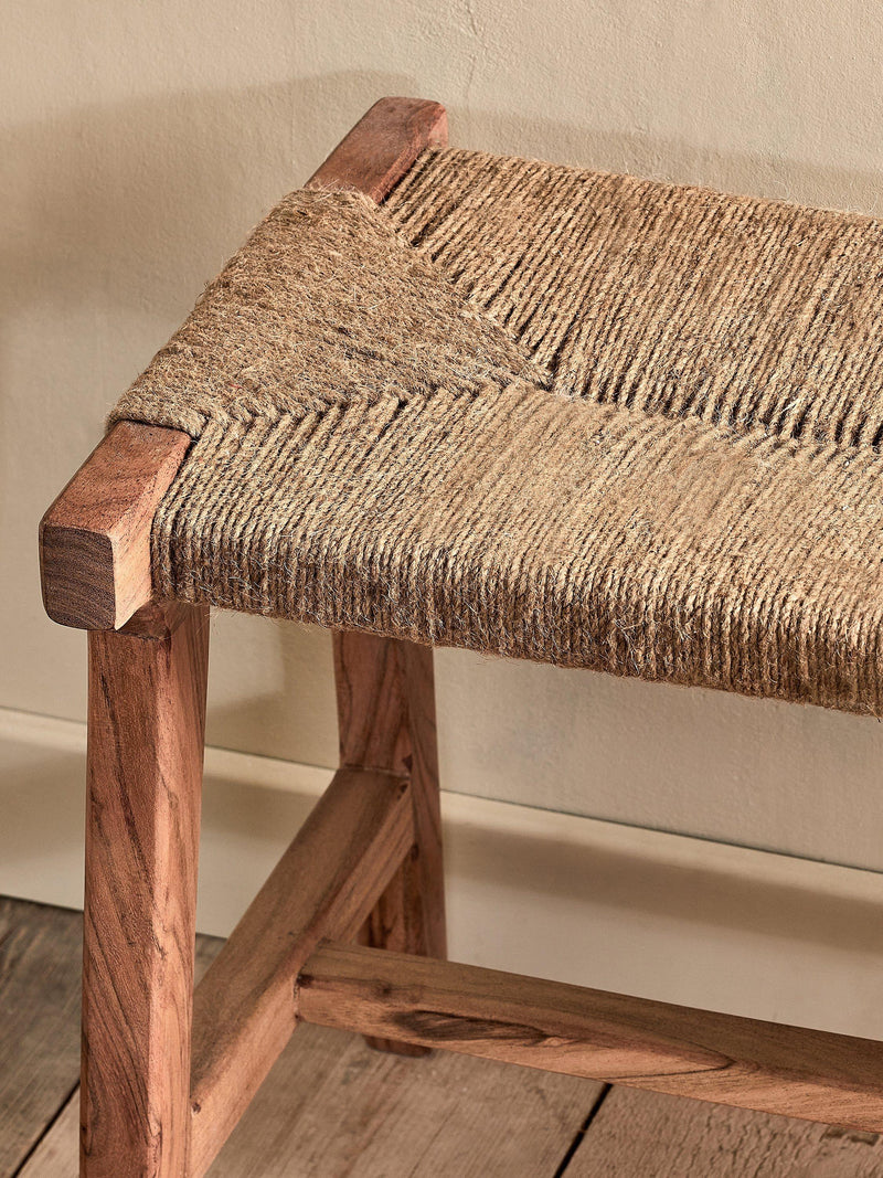 Nkuku Amhara acacia bench natural finish, imported from the UK