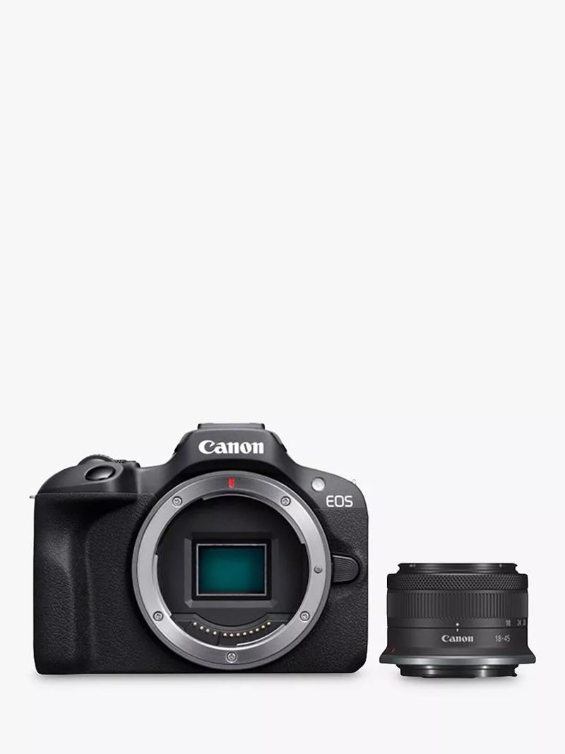 Canon EOS R100 mirrorless camera with 18-45mm zoom lens black - British product