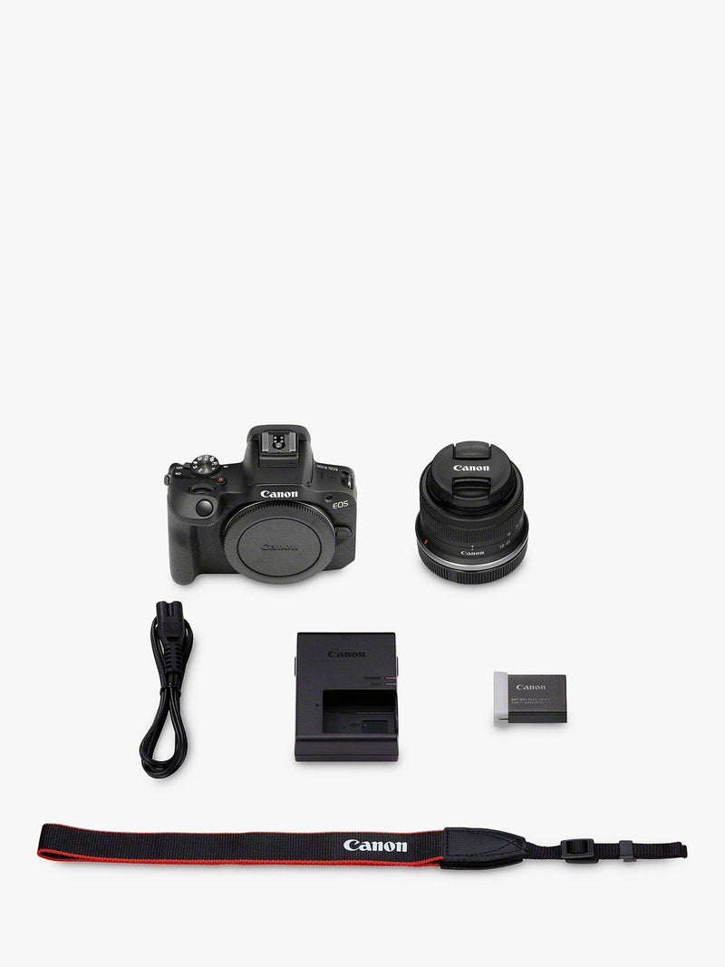 Canon EOS R100 mirrorless camera with 18-45mm zoom lens black - British product