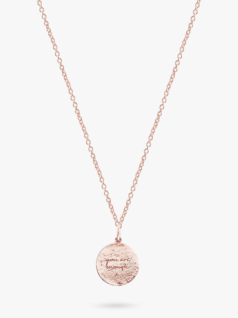 Erkannter Du bist genug Popon-Anhänger Halskette Sterlingsilber Roségold (britische Marke)