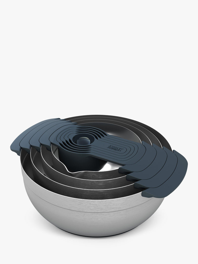 Joseph Joseph stainless steel mixing bowls and measuring cups nest set 9 piece silver, UK version