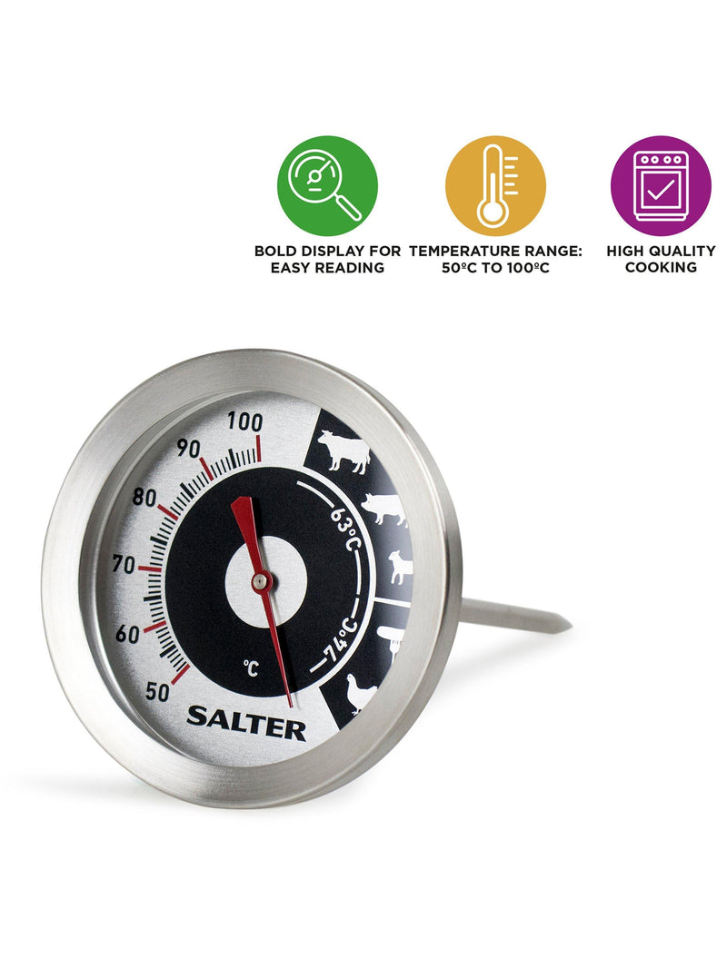 Salter analogue meat thermometer stainless steel glass lens (British brand)