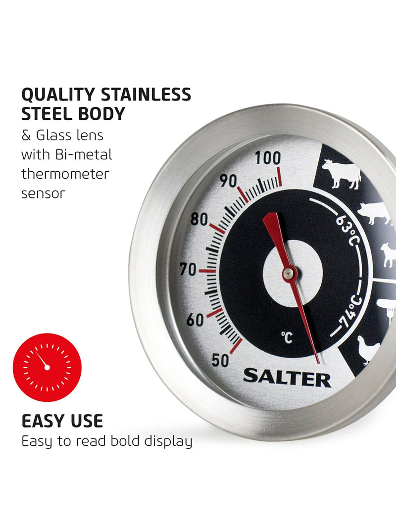 Salter analogue meat thermometer stainless steel glass lens (British brand)