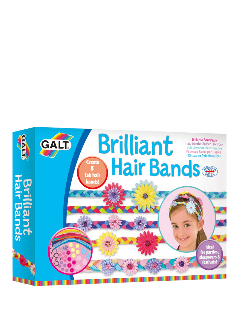 Galt Brillant Hair Bands craft kit with fabric strips flowers and beads - British product