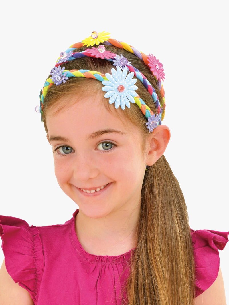 Galt Brillant Hair Bands craft kit with fabric strips flowers and beads - British product