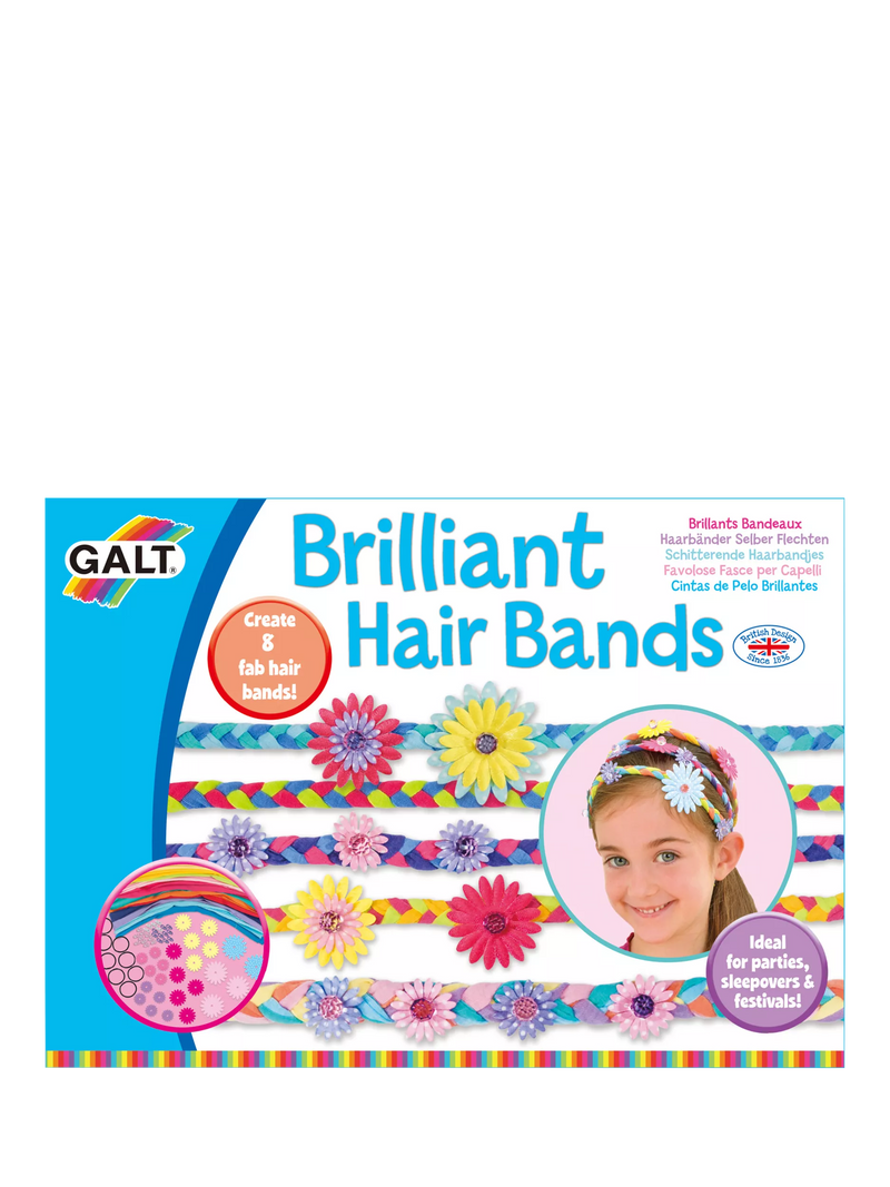 Galt Brillant Hair Bands craft kit with fabric strips flowers and beads - British product