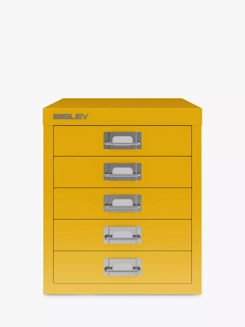 Bisley MultiDrawer 5 Drawer A4 Filing Cabinet, Sunflower Yellow