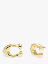 John Lewis Coach Minimal Signature Sculpted C Earrings Gold- Buy online at McGrocer
