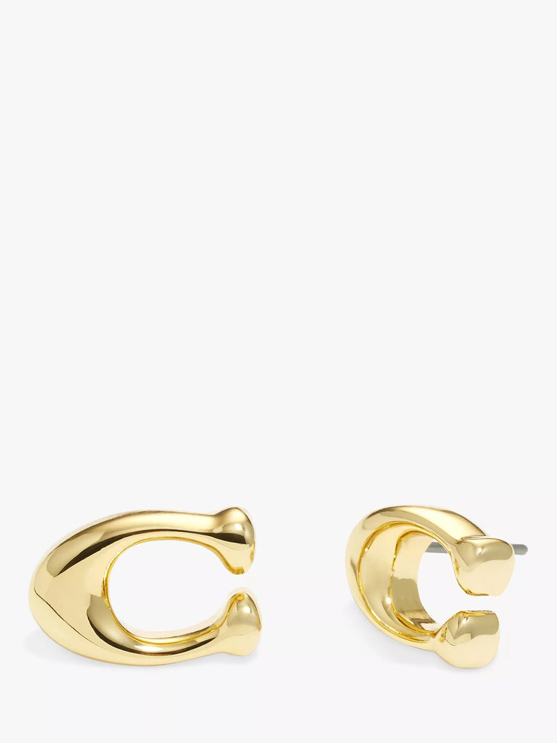 Coach gold C stud earrings 10x8mm - British product