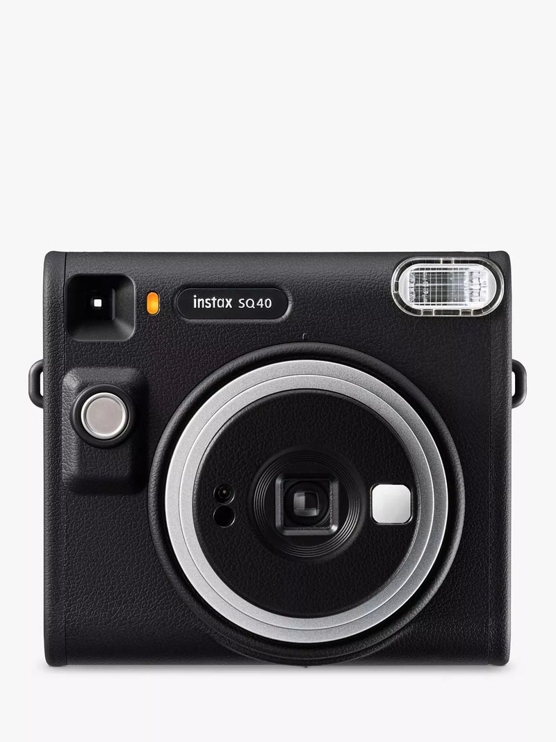 Fujifilm square instant camera with selfie mode and flash in black - British product