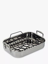 John Lewis Stainless Steel Roasting Pan with Non-Stick Rack, 35cm- Buy online at McGrocer