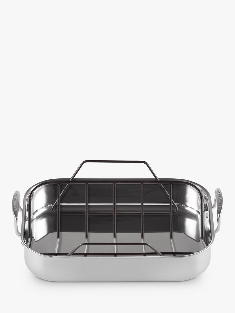 Le Creuset stainless steel roaster with non-stick rack, 35cm, UK version