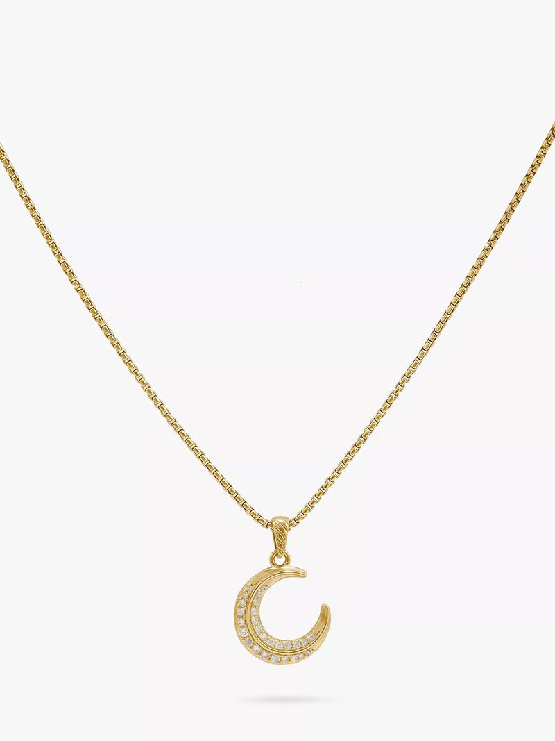 LARNAUTI moon pendant necklace gold plated cubic zirconia, imported from the UK
