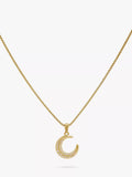 LARNAUTI moon pendant necklace gold plated cubic zirconia, imported from the UK