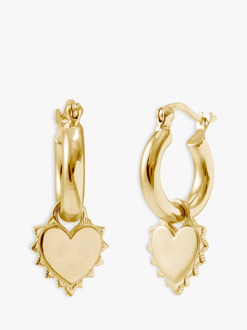 LARNAUTI gold heart hoop earrings 4x1.2cm, imported from the UK