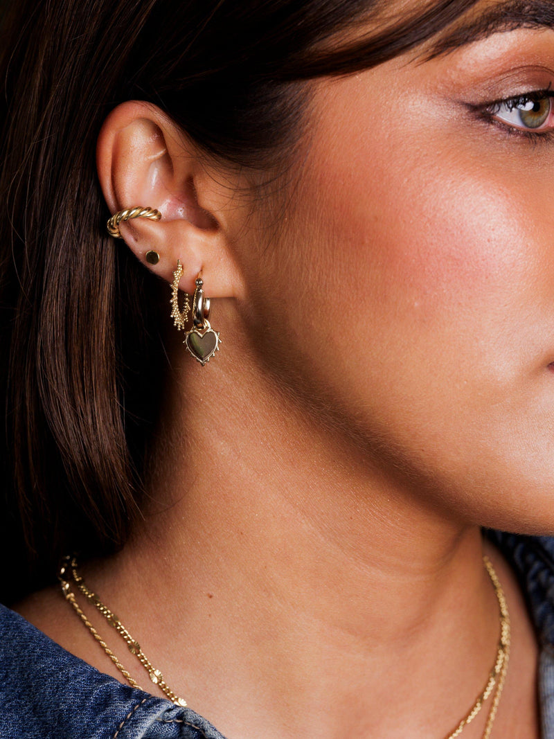 LARNAUTI gold heart hoop earrings 4x1.2cm, imported from the UK