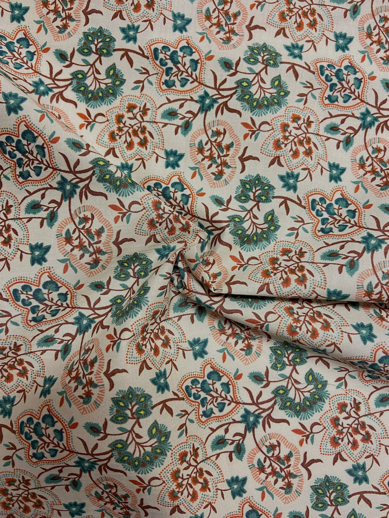 Viscount Textiles cotton lawn fabric autumn leaves multi 145cm - British product