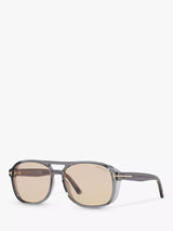 John Lewis TOM FORD Men's Rosco Square Sunglasses Grey/Beige- Buy online at McGrocer