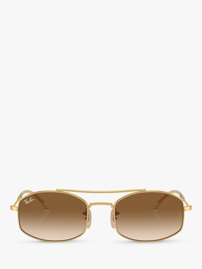 Ray-Ban oval sunglasses with gold frame and brown gradient lenses, imported from the UK