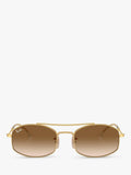 Ray-Ban oval sunglasses with gold frame and brown gradient lenses, imported from the UK