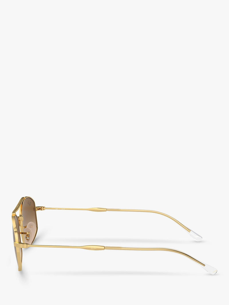 Ray-Ban oval sunglasses with gold frame and brown gradient lenses, imported from the UK