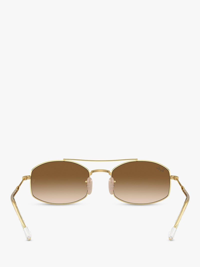 Ray-Ban oval sunglasses with gold frame and brown gradient lenses, imported from the UK