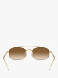 Ray-Ban oval sunglasses with gold frame and brown gradient lenses, imported from the UK
