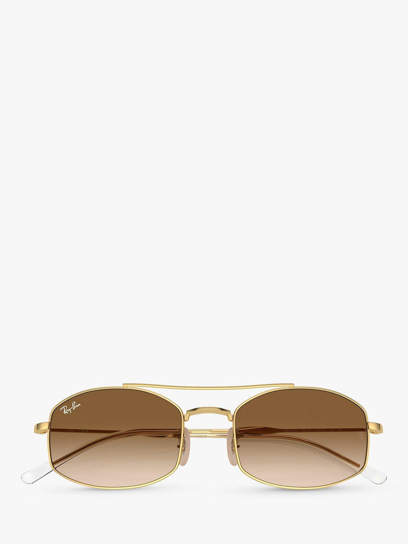 Ray-Ban oval sunglasses with gold frame and brown gradient lenses, imported from the UK