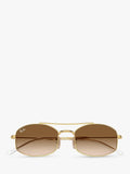 Ray-Ban oval sunglasses with gold frame and brown gradient lenses, imported from the UK