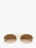 Ray-Ban oval sunglasses with gold frame and brown gradient lenses, imported from the UK