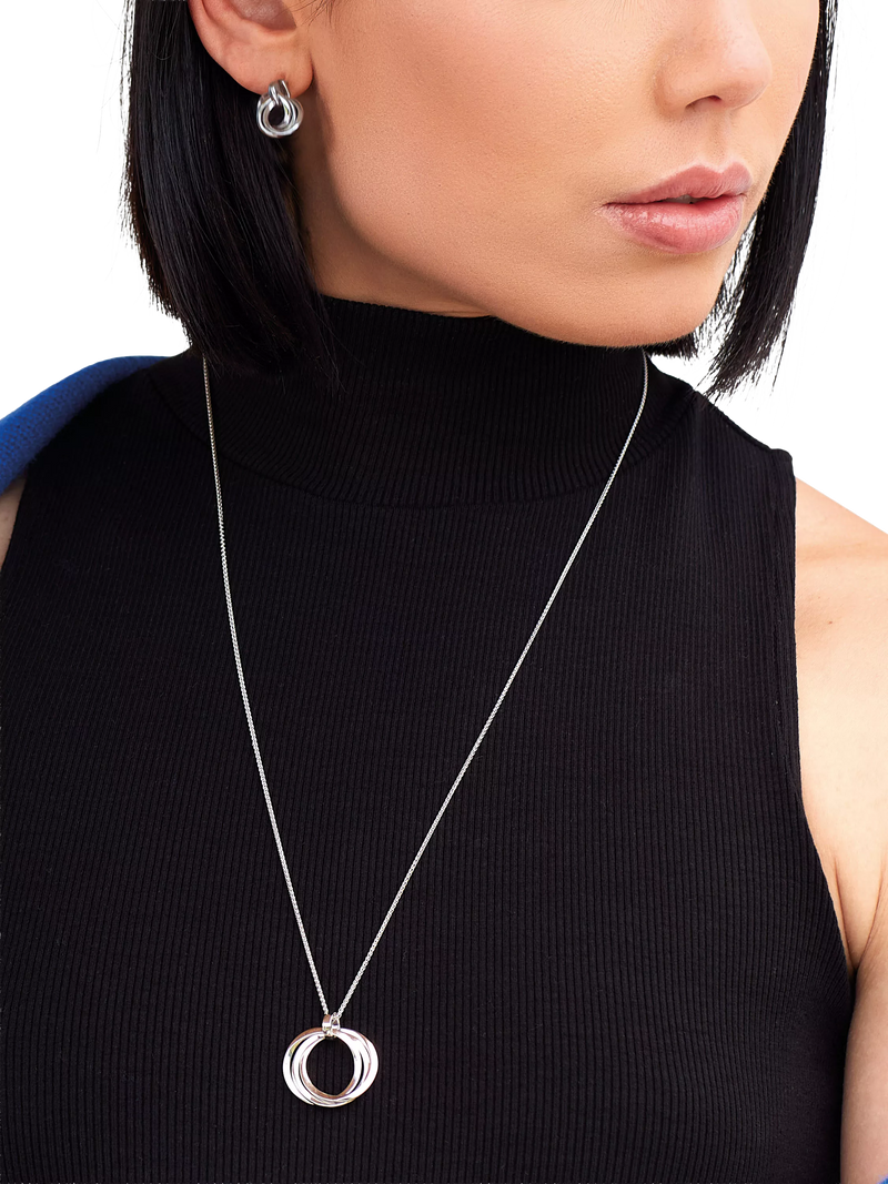 Kit Heath Bevel Trilogy silver pendant necklace 66cm, imported from the UK