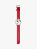 Mondaine Petite Cushion watch 31mm red vegan leather strap, imported from the UK