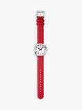Mondaine Petite Cushion watch 31mm red vegan leather strap, imported from the UK