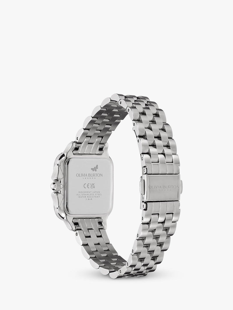 Olivia Burton Grosvenor Square Uhr mit Sonnenschliff-Zifferblatt und Kristallarmband (britische Marke)